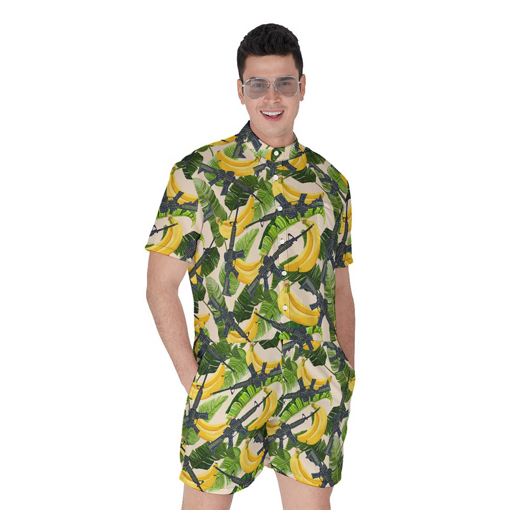 Tropical Banana Tactical Gun Hawaiian Romper For Men - variant image 1