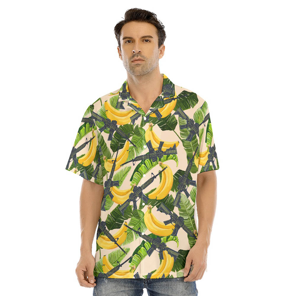 Tropical Banana Tactical Gun Men's Hawaiian Shirt - variant image 1