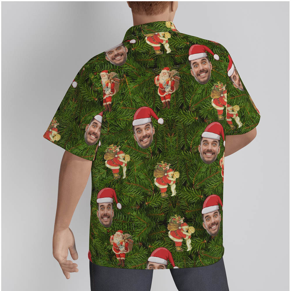 Funny Custom Face Tropical Green Men's Hawaiian Shirt