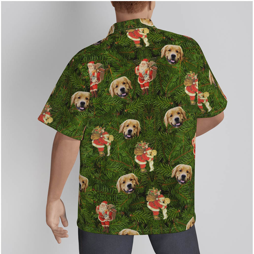 Funny Custom Dog Face Green Men's Hawaiian Shirt