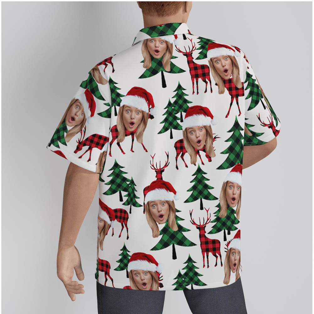 Custom Face Merry Holly Xmas Men's Hawaiian Shirt