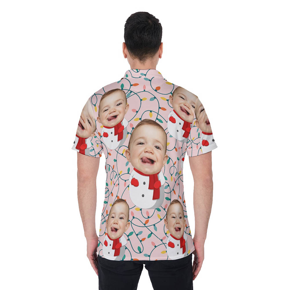 Custom Face Snowman Baby Christmas Hawaiian Polo Shirt