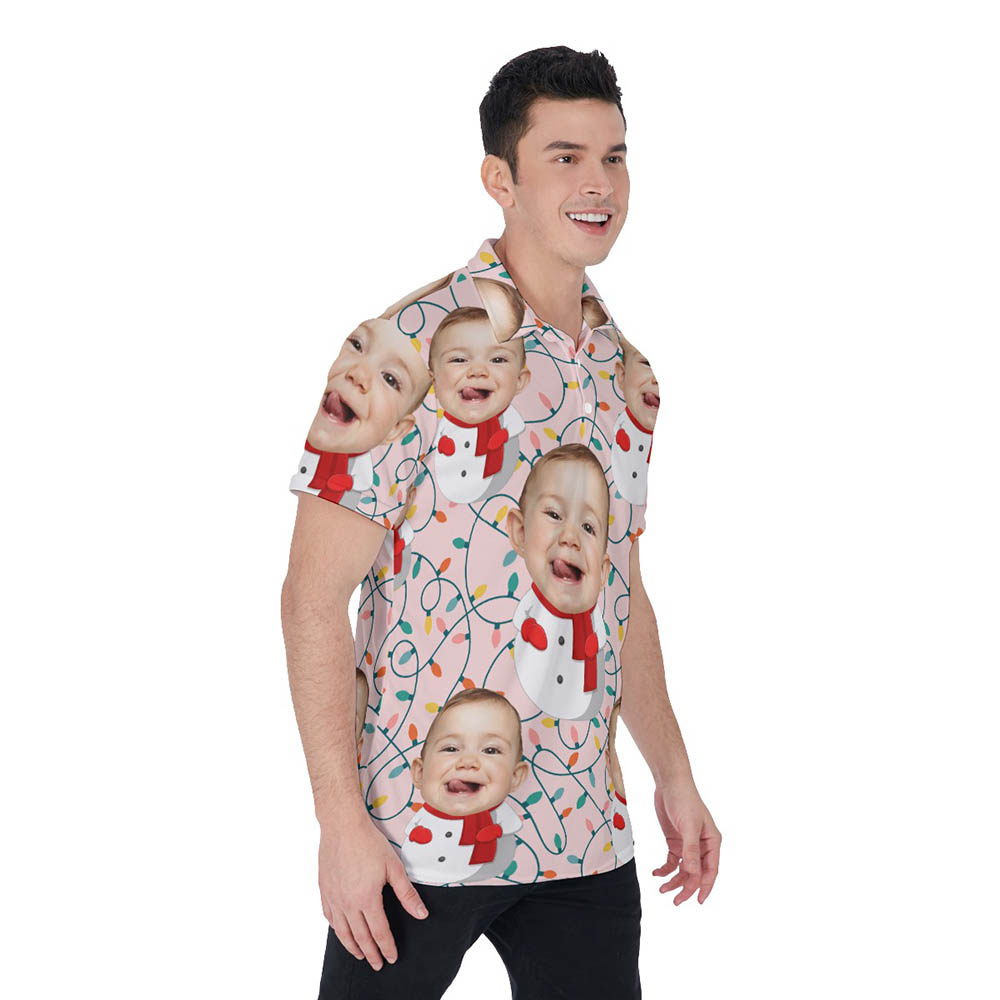 Custom Face Snowman Baby Christmas Hawaiian Polo Shirt