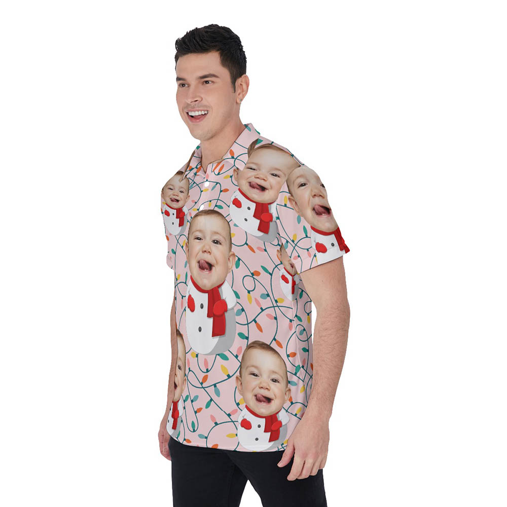 Custom Face Snowman Baby Christmas Hawaiian Polo Shirt