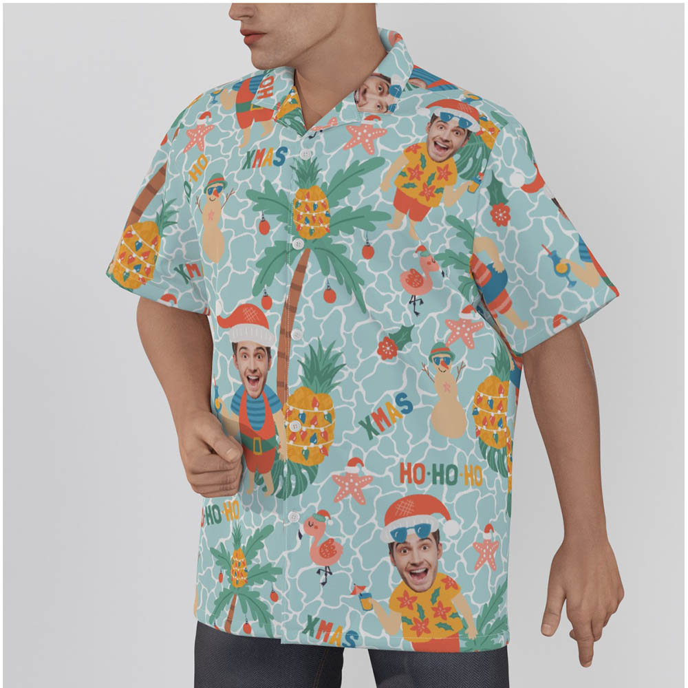 Tropical Custom Face Christmas Men's Hawaiian Shirt