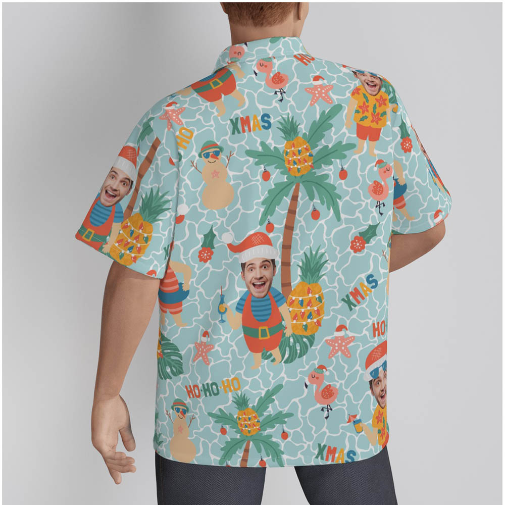 Tropical Custom Face Christmas Men's Hawaiian Shirt
