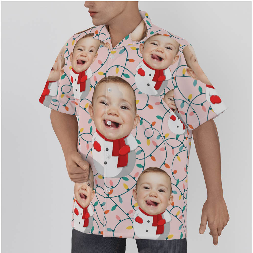 Cute Custom Face Baby Snowman Christmas Hawaiian Shirt