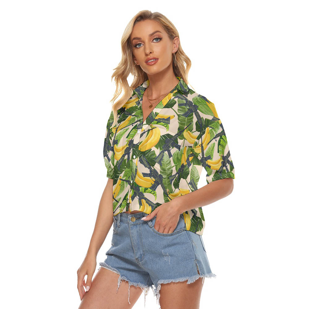 Cool Gun Tactical Tropical Women's Hawaiian Cropped Shirt