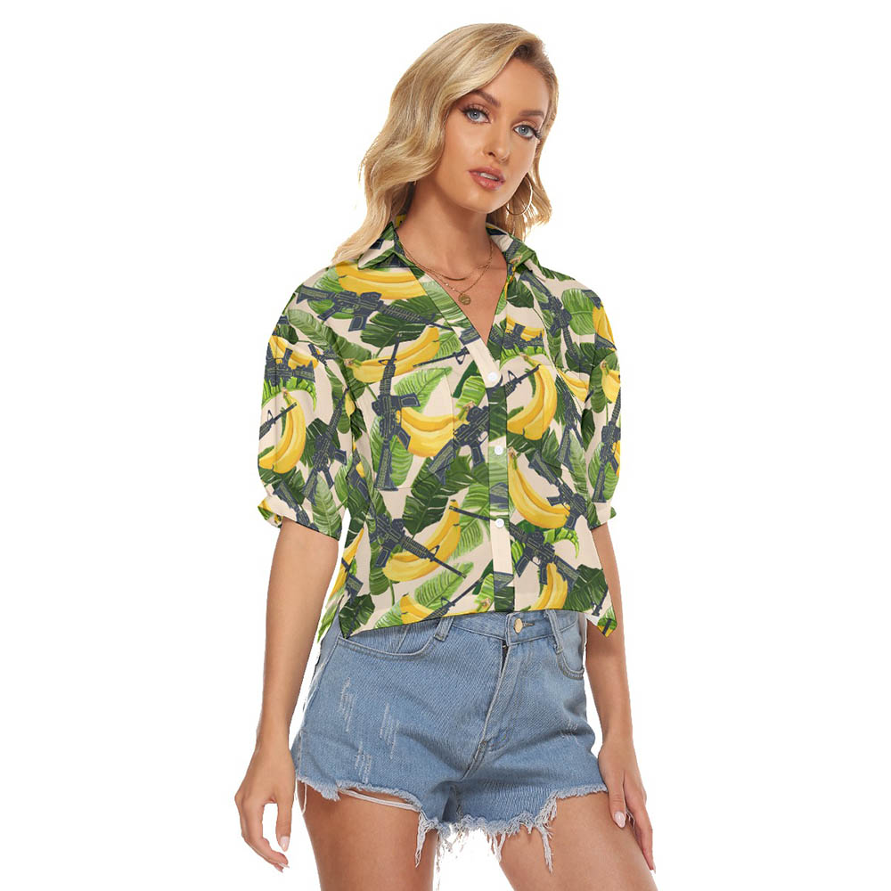 Cool Gun Tactical Tropical Women's Hawaiian Cropped Shirt