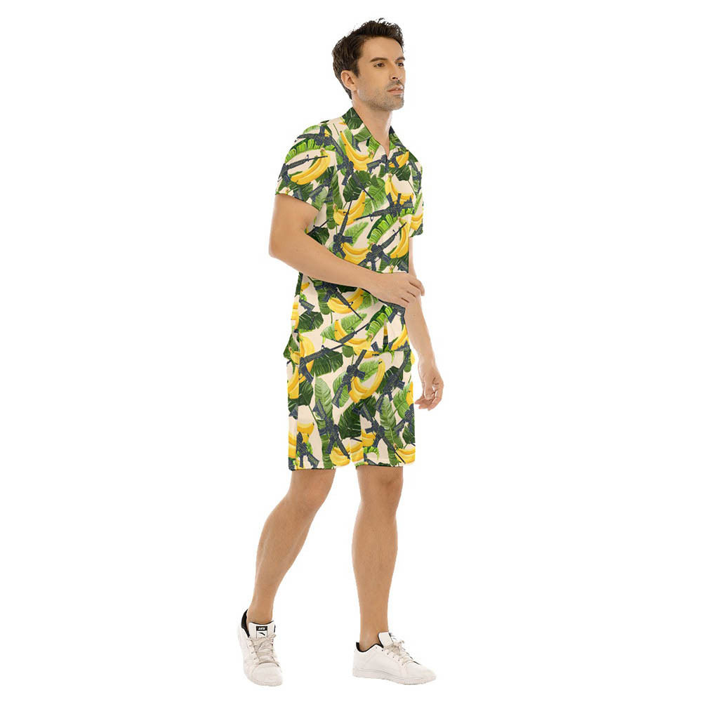 Set Tropical Banana Tactical Gun Hawaiian Shirt And Shorts