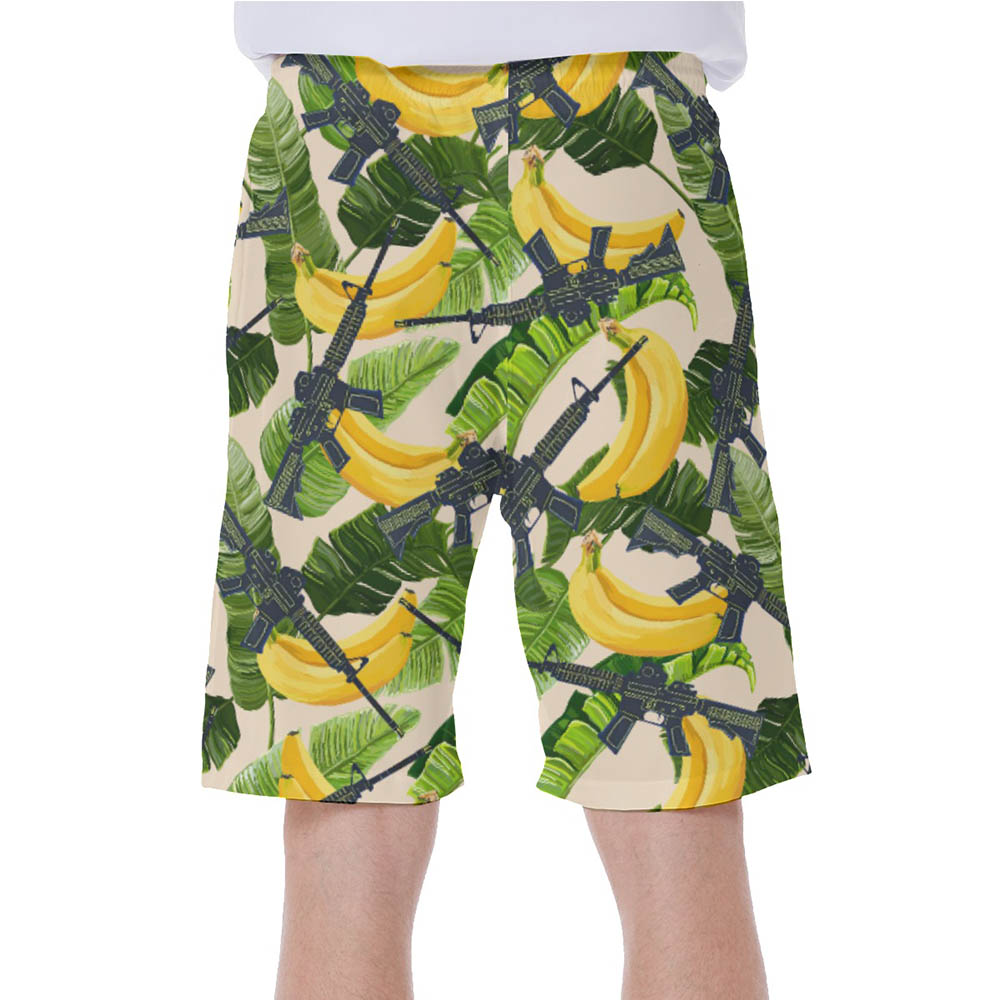 Tropical Banana Gun Tactical Hawaiian Swim Trunks