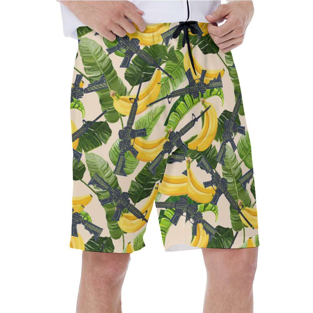 Tropical Banana Gun Tactical Hawaiian Swim Trunks