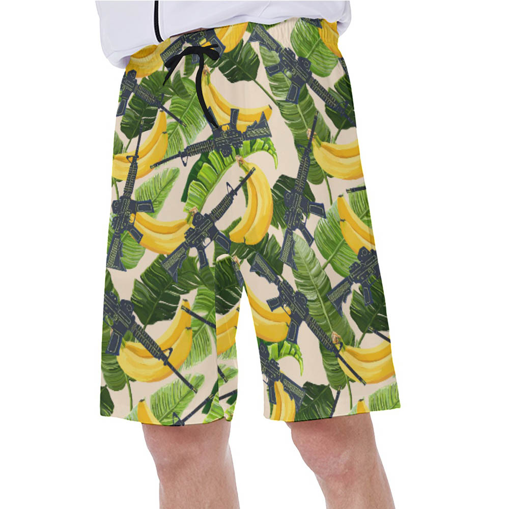 Tropical Banana Gun Tactical Hawaiian Swim Trunks