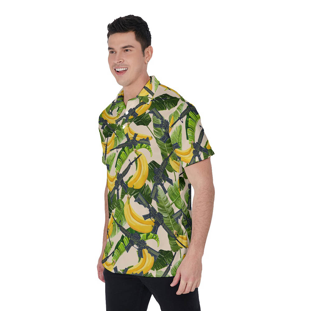 Tactical Gun Tropical Banana Hawaiian Men's Polo Shirt