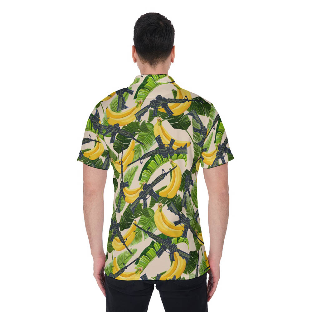 Tactical Gun Tropical Banana Hawaiian Men's Polo Shirt