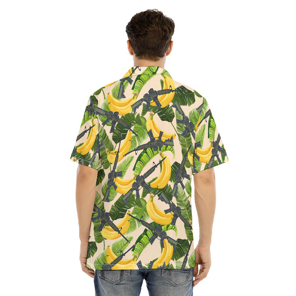 Tropical Banana Tactical Gun Men's Hawaiian Shirt