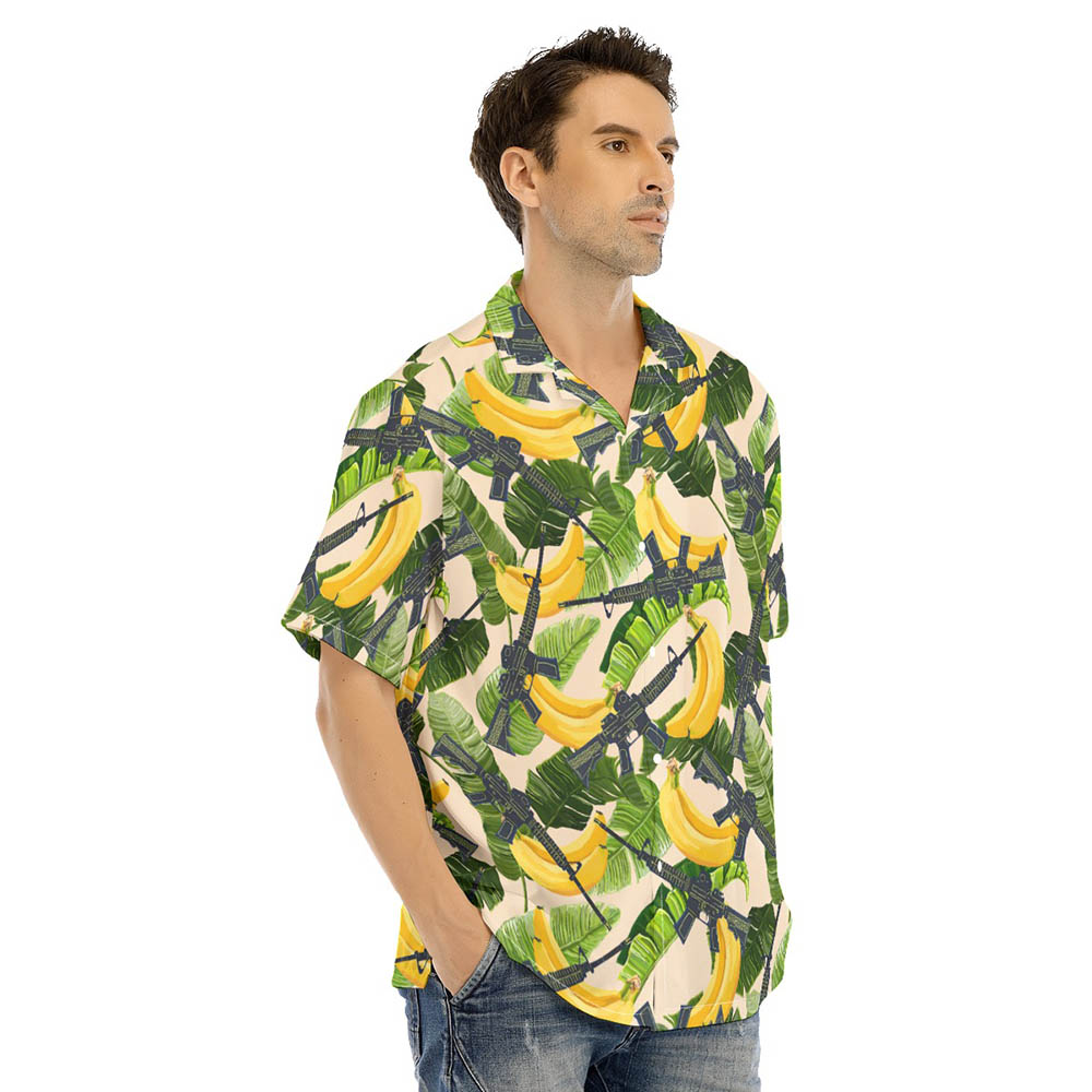 Tropical Banana Tactical Gun Men's Hawaiian Shirt