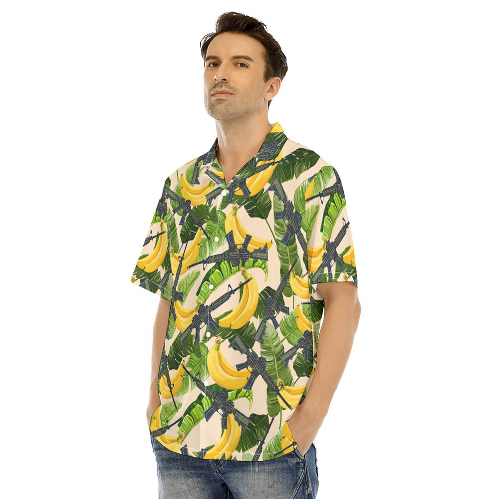 Tropical Banana Tactical Gun Men's Hawaiian Shirt