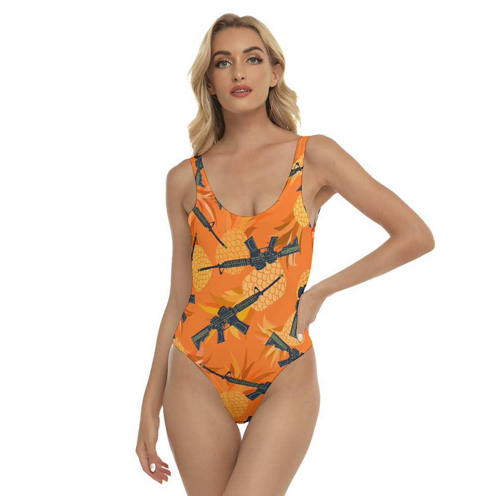 Pineapple Tactical Gun Orange Hawaiian Swimsuit For Women - variant image 1