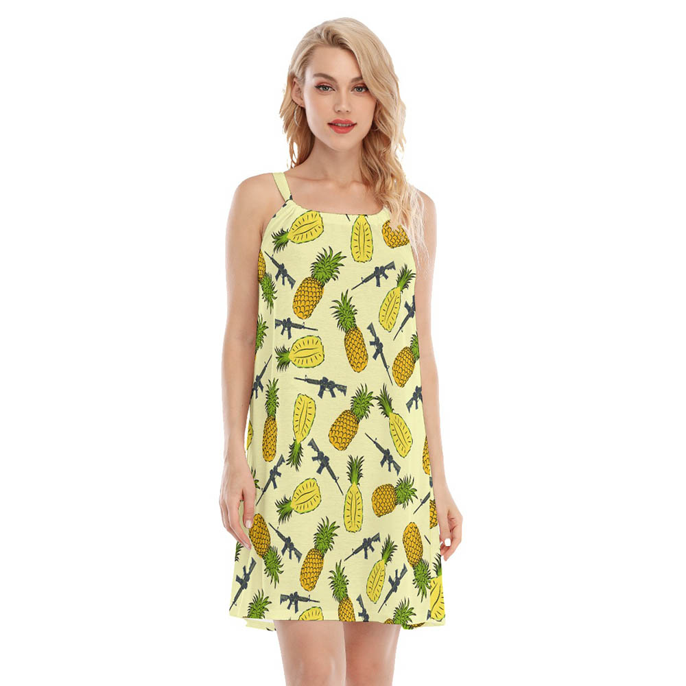 Tactical Gun Pineapple Yellow Aloha Cami Dresses For Women - variant image 1