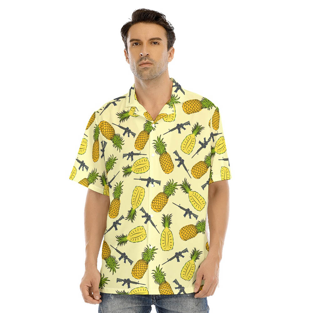 Yellow Pineapple Tactical Gun Men's Hawaiian Shirt - variant image 1