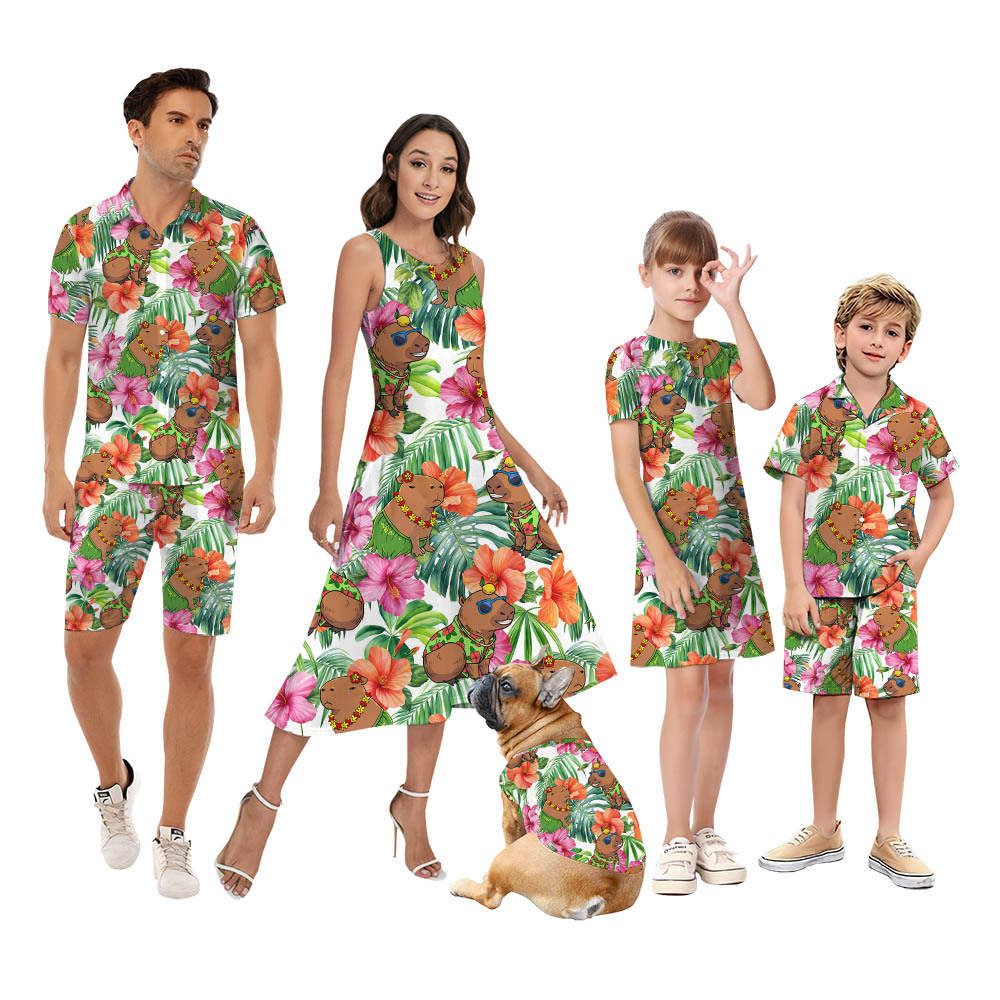 Funny Hula Capybara Hibiscus Matching Family Hawaiian Outfits - variant image 1