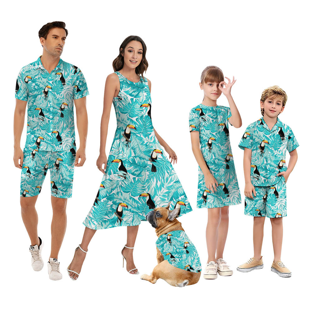 Tropical Toucan Blue Matching Family Hawaiian Outfits - variant image 1