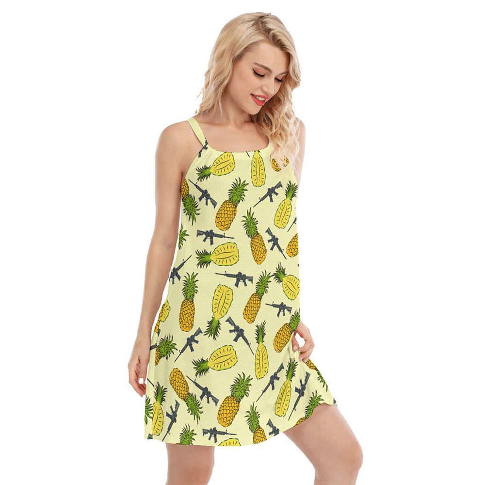 Tactical Gun Pineapple Yellow Aloha Cami Dresses For Women
