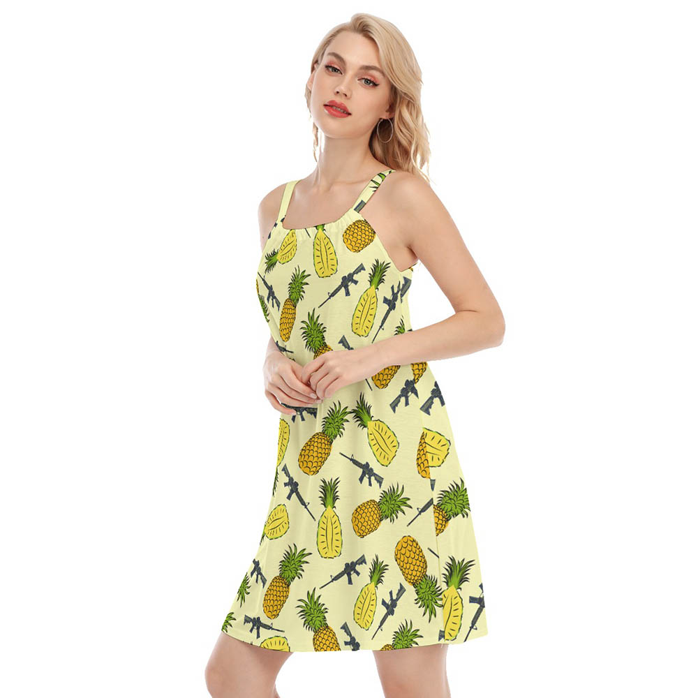 Tactical Gun Pineapple Yellow Aloha Cami Dresses For Women