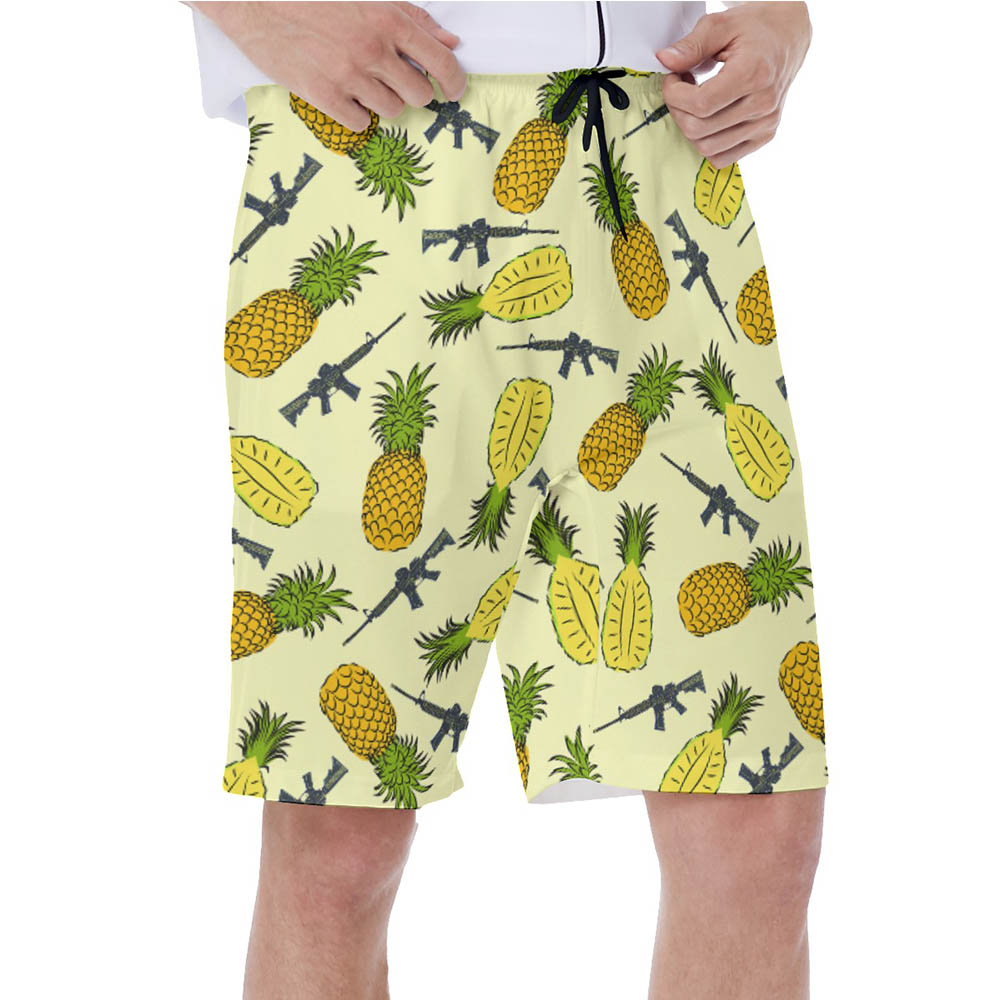 Cool Tactical Gun Pineapple Hawaiian Swim Trunks For Men