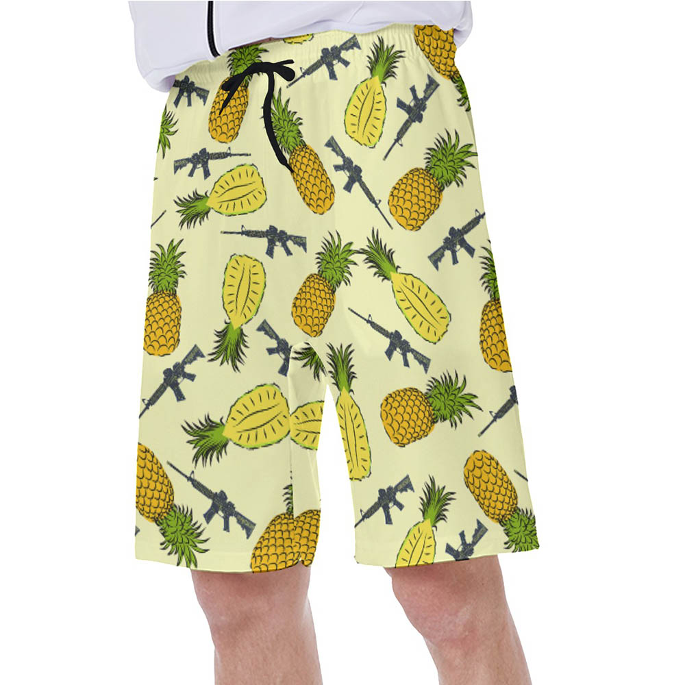 Cool Tactical Gun Pineapple Hawaiian Swim Trunks For Men