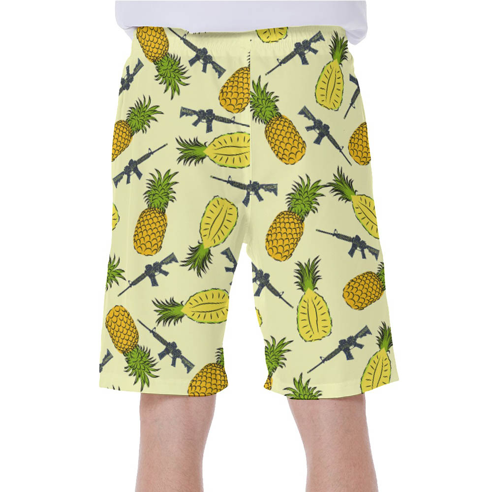 Cool Tactical Gun Pineapple Hawaiian Swim Trunks For Men
