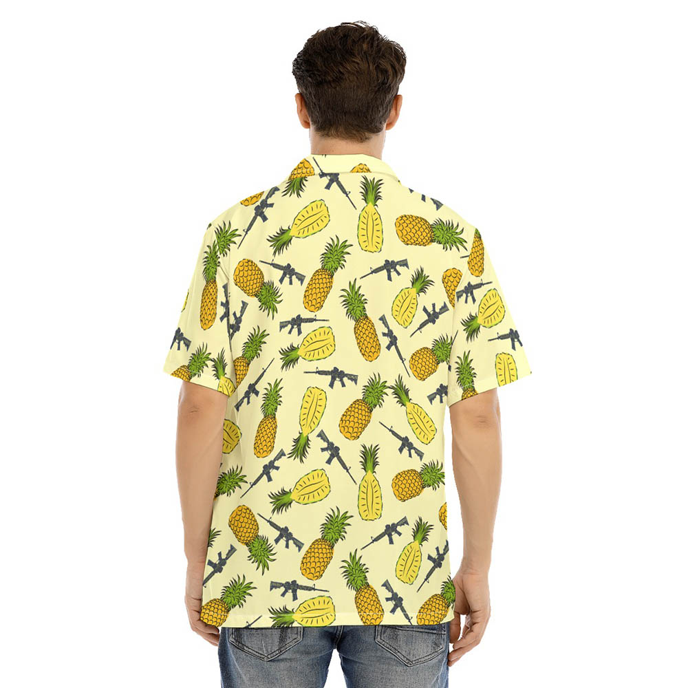 Yellow Pineapple Tactical Gun Men's Hawaiian Shirt