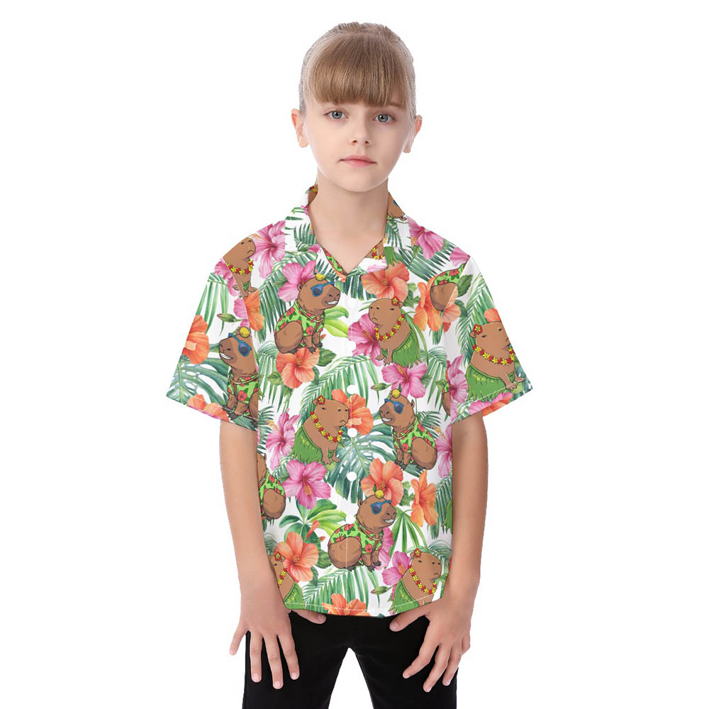 Funny Hula Capybara Hibiscus Matching Family Hawaiian Outfits