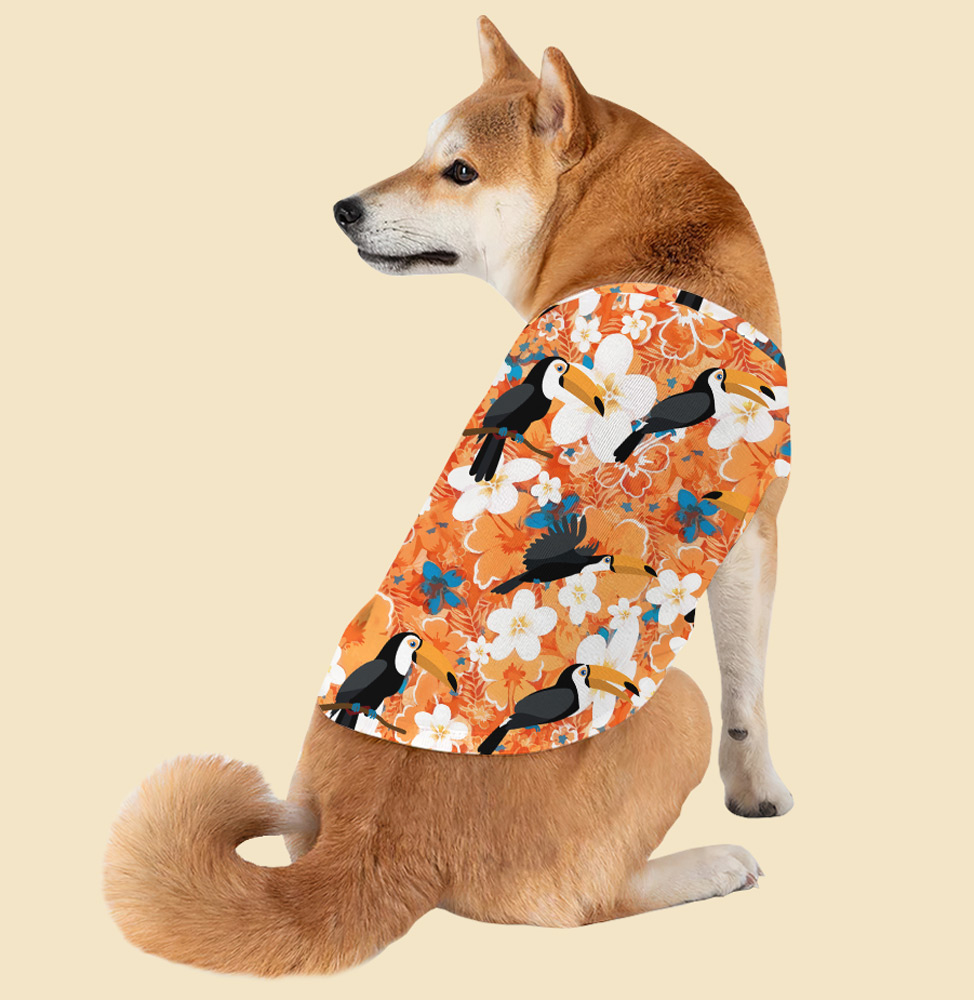 Floral Toucan Orange Matching Family Hawaiian Outfits