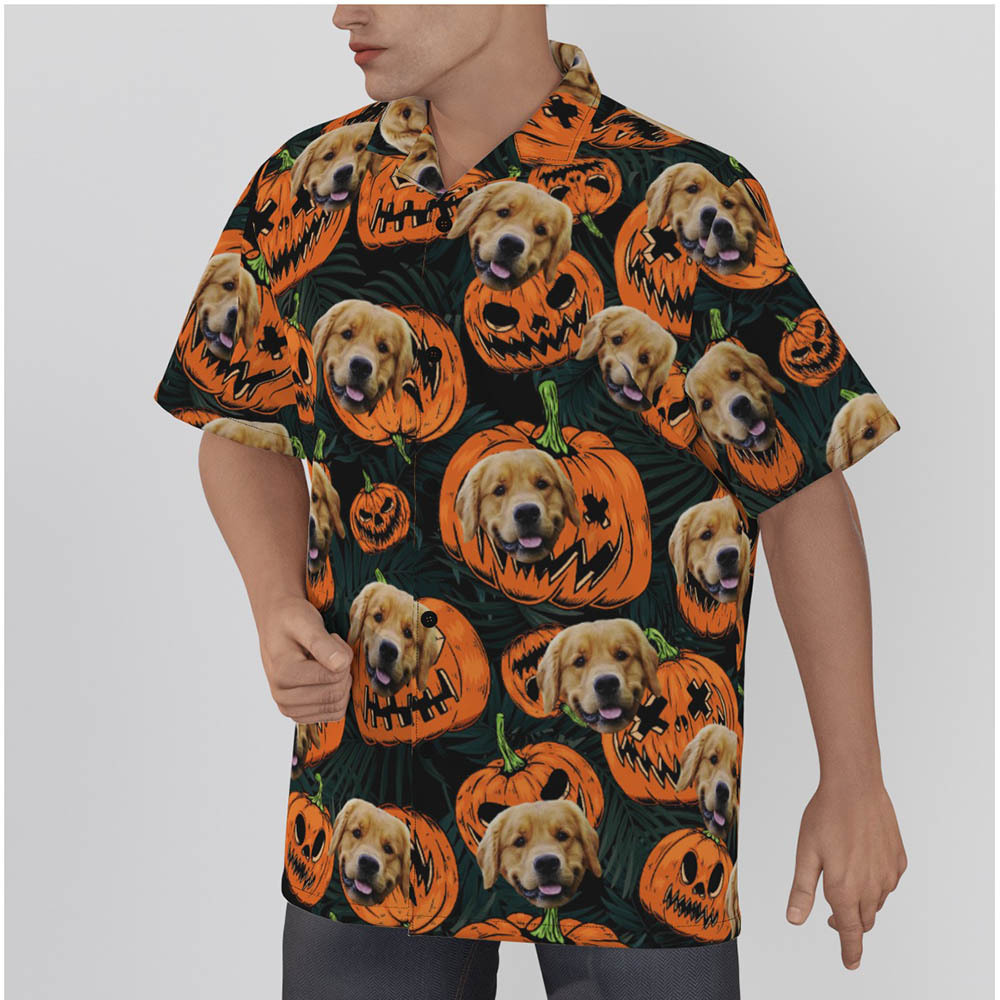 Halloween Hawaiian Shirt With Custom Dog Face