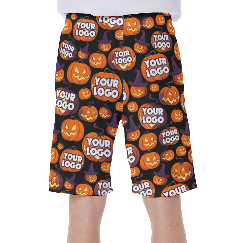 Custom Logo Halloween Pumpkin Hawaiian Swim Trunks For Men