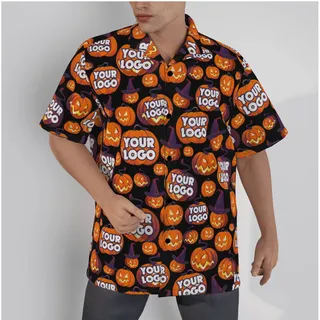 Custom Logo Scary Pumpkin Halloween Hawaiian Shirt