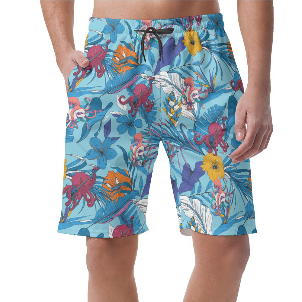 Tropical Octopus Guitar Hawaiian Beach Shorts For Men - variant image 1