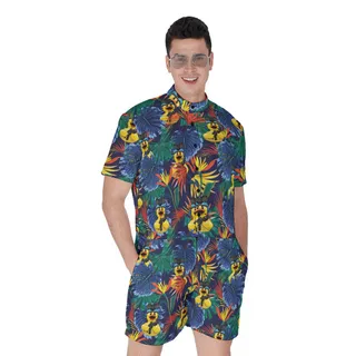 Funny Tactical Rubber Duck Tropical Men's Hawaiian Romper