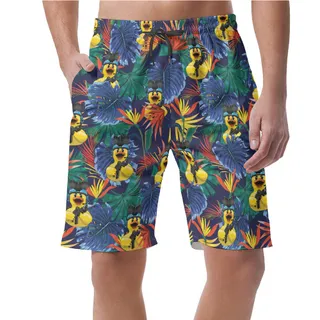 Tropical Rubber Duck With Gun Hawaiian Beach Shorts For Men