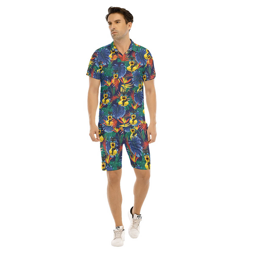 Set Tropical Rubber Duck Tactical Hawaiian Shirt And Shorts For Men - variant image 1