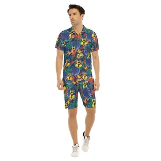 Set Tropical Rubber Duck Tactical Hawaiian Shirt And Shorts For Men