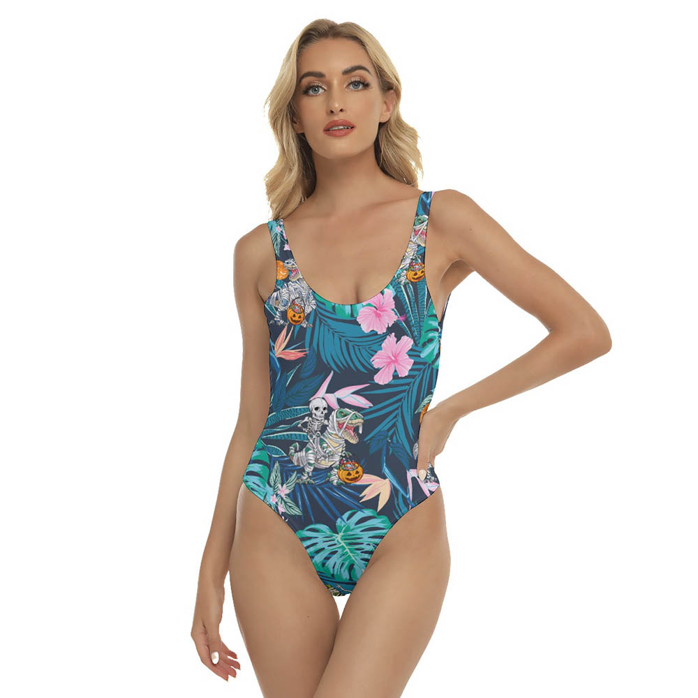 Tropical Mummy Dinosaur Halloween Hawaiian Swimsuit For Women - variant image 1