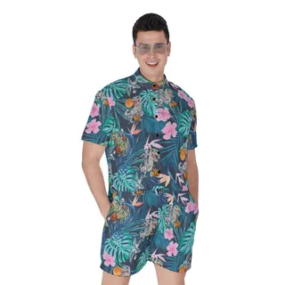 Tropical Dinosaur Mummy Halloween Hawaiian Romper For Men