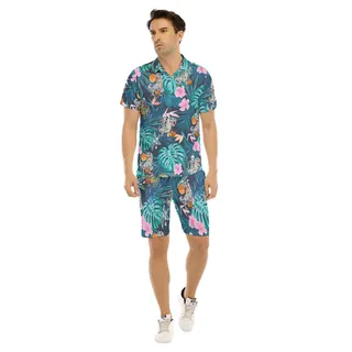 Set Tropical Dinosaur Halloween Hawaiian Shirt And Matching Shorts For Men