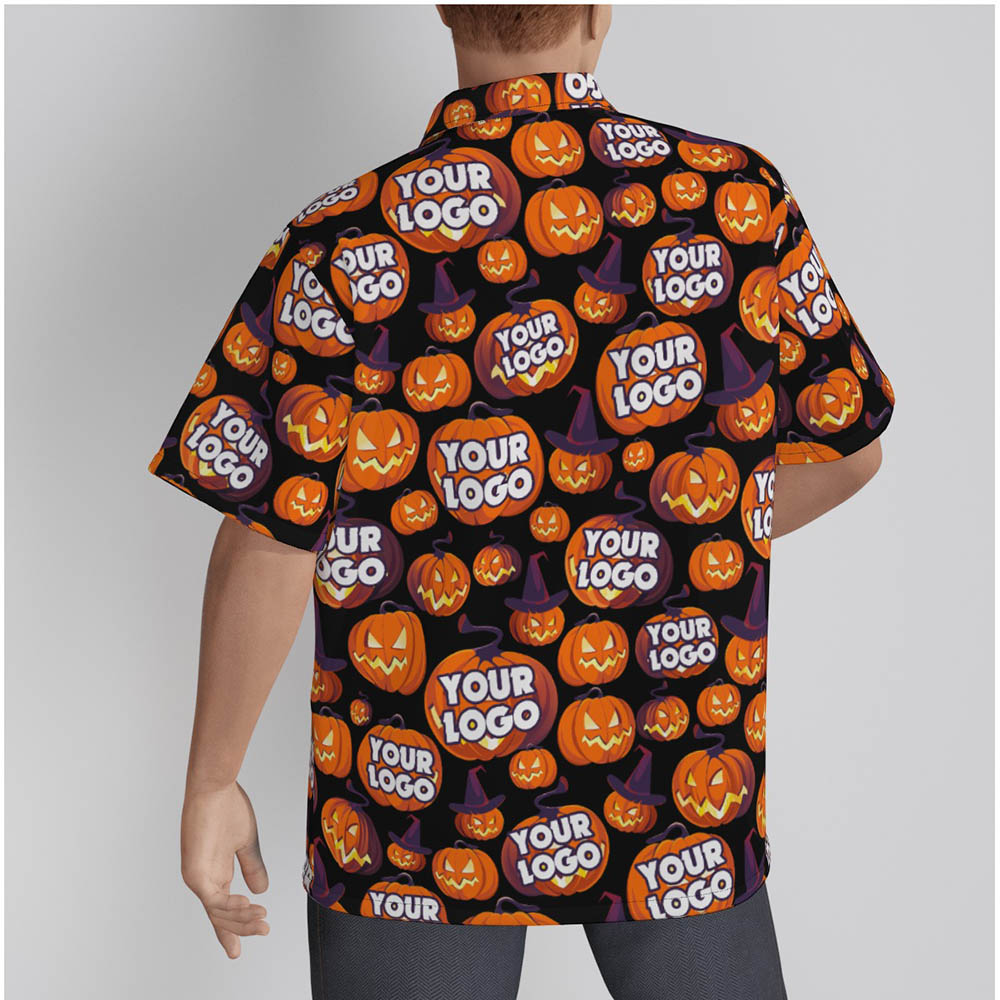 Custom Logo Scary Pumpkin Halloween Hawaiian Shirt