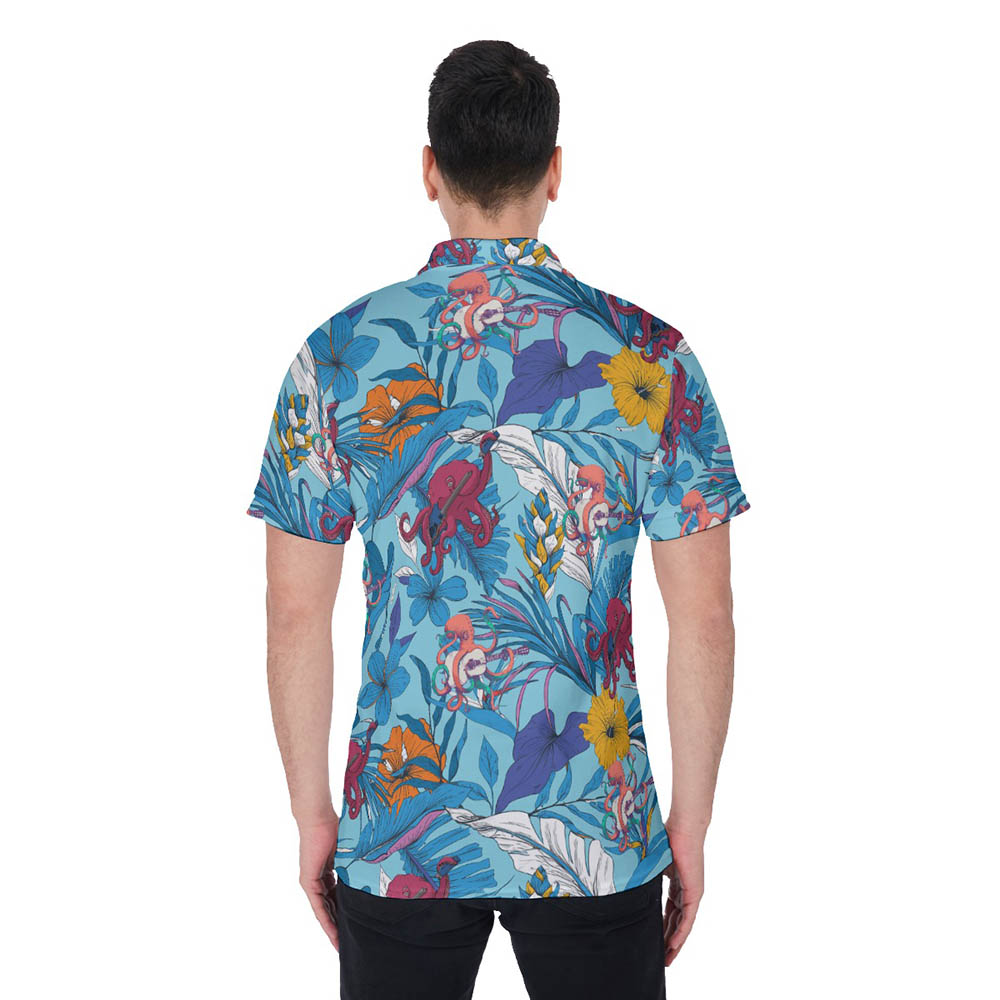 Floral Octopus Guitar Hawaiian Polo Shirt For Men