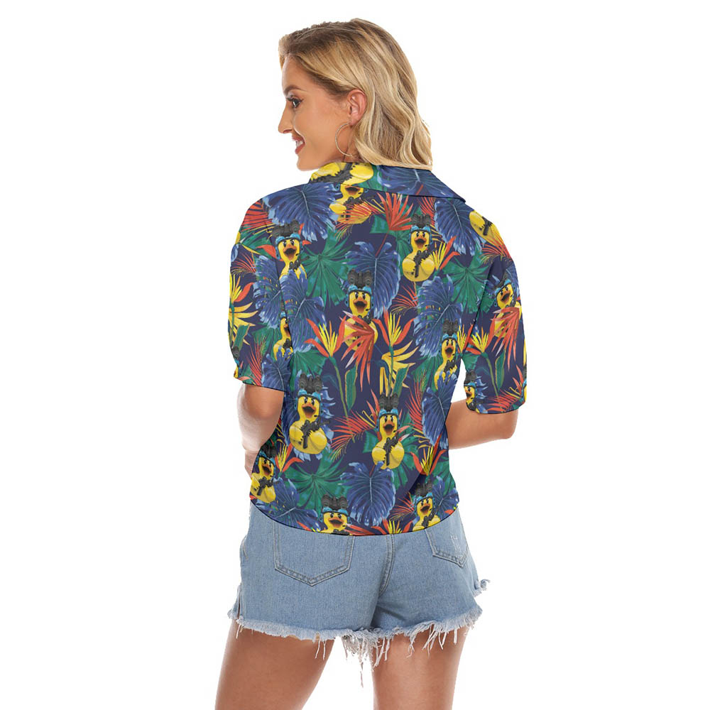 Tropical Rubber Duck Tactical Hawaiian Crop Top Shirt For Women