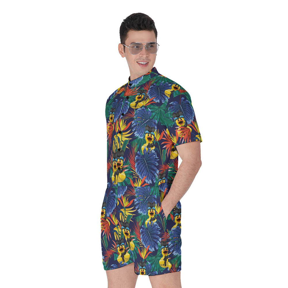 Funny Tactical Rubber Duck Tropical Men's Hawaiian Romper